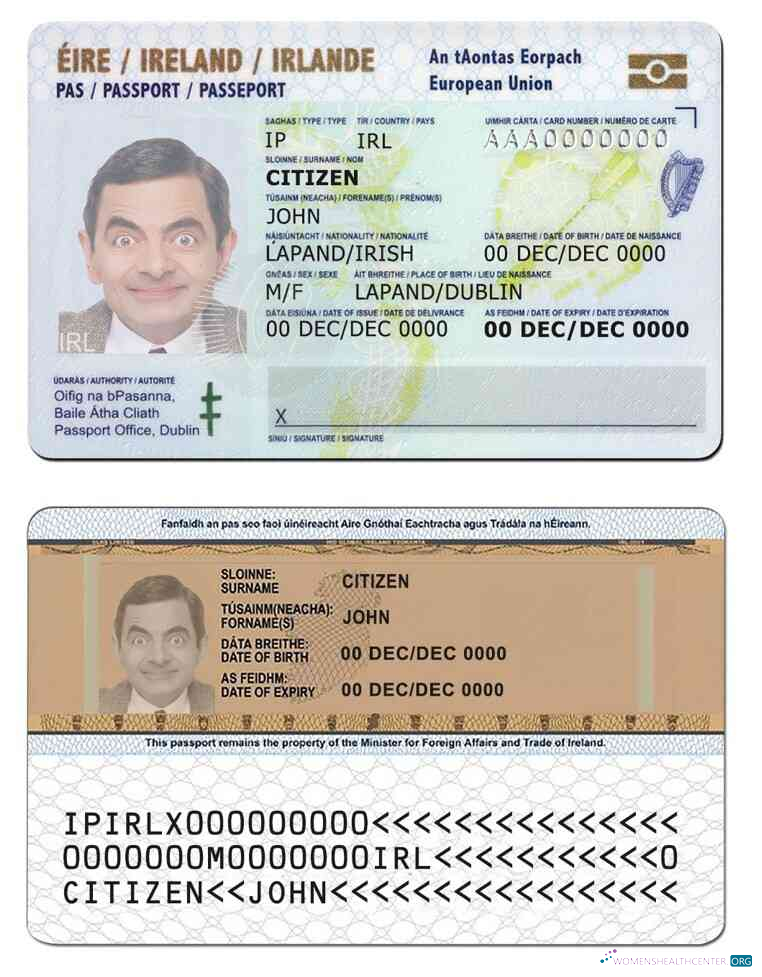 Download Ireland ID Photoshop template